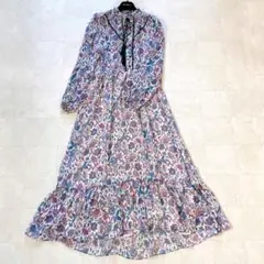 ZARA 花柄 ロングワンピース L