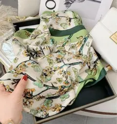 グリーン レディース スカーフ 結婚式 女子会オシャレ オフィス 花 バック