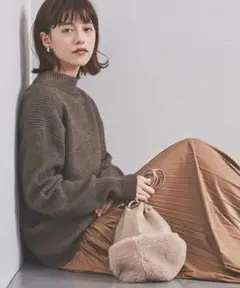 UNITED ARROWS アゼボトルネックニット　ブラウン　ウール　セーター