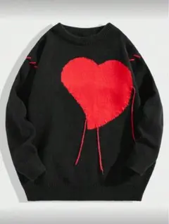 ハートデザイン カジュアルニットセーター