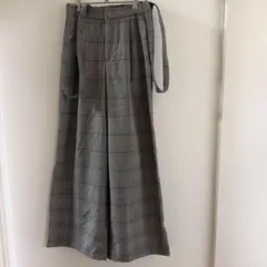 グレー系チェック ワイドパンツ