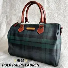 ✨️美品✨️ ポロラルフローレン PVCレザー ミニボストンバッグ グリーン 緑