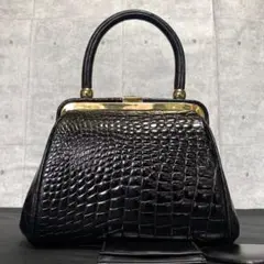 未使用級】COMTESSE BLACK クロコダイル 黒 トップハンドルバッグ 