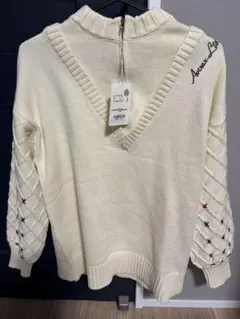 新品タグ付き　Avenue Life アイボリー Vネックセーター Fサイズ