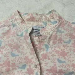 l22)かりゆしレディース　ココナッツジュース　立ち襟半袖　裏側濃ゆい色　L