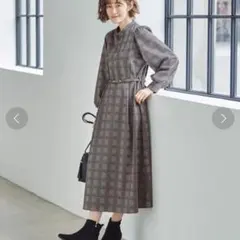 新品⭐︎grove グローブ　チェックジャカードクラシカルワンピース　ロング丈　L