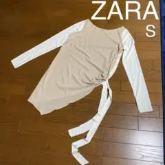 【MAX再値下げ】ZARA アシンメトリーサイドリボントップス　S