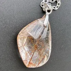 断捨離SALE★レア天然石　ルチルクォーツ ブロンズ ゴールド ペンダント