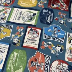 【レトロ】ディズニー ピノキオ＆ジミニー 生地 ヴィンテージ 国産 巾×50cm
