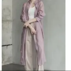 薄紫 ロングシャツ サイドスリット