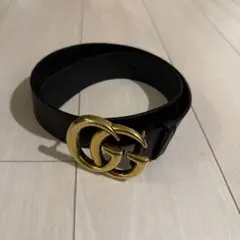Gucci 黒 レザー ベルト ダブルGロゴ75・30 - メルカリ