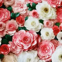❣️バラ満開 華やか薔薇柄上質感立体感　綿100%シーチング生地100cm