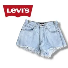 【リーバイス】ショートパンツ　デニム　フリンジ　アメカジ　カジュアル　夏　水色