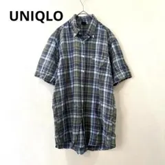 UNIQLO ユニクロ　半袖　チェックシャツ メンズ ボタンダウン Mのサムネイル
