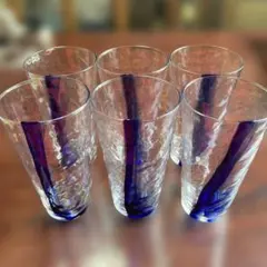 昭和レトロ　吹きガラス　気泡有　冷茶　グラス　コップ　５客 昭和レトロ 吹きガラス 気泡有 冷茶 グラス コップ 5客 - メルカリ