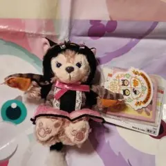 ディズニーハロウィン　シェリーメイ　黒猫　ぬいぐるみストラップ