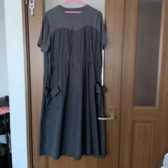 グレー 半袖 シャツワンピース
