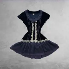 axes femme 編み上げリボン ベロアワンピ coquette y2k