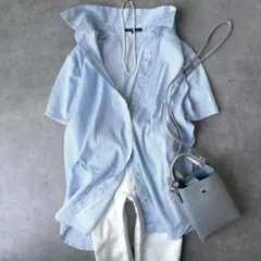 美品 マディソンブルー ウエスタンシャツ ライトブルー 長袖シャツ 02 