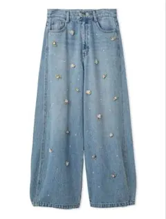 [L.B CANDY STOCK]バリエーションビジューデニムパンツ