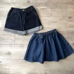 無印 H&M デニムショートパンツ デニムスカート 2枚セット 110