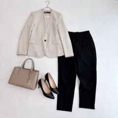 ⭐️美品⭐️ZARA BASIC パンツスーツ 上下セット ZARA BASIC パンツスーツ ノーカラージャケット セットアップ - メルカリ