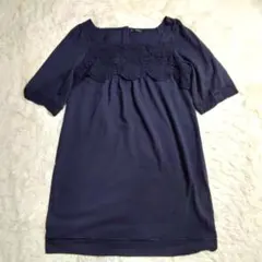 marble ink クロシェ編み ワンピース ガーリー スクエアネック M