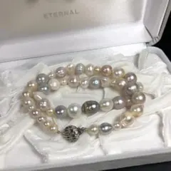 マルチカラー バロックパールネックレス 6.2-10.8ｍｍ 45.8g