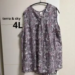 【terra & sky】ペイズリー ノースリーブシャツ 4L