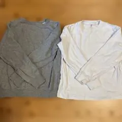 GUユニクロ＊クルーネックカットソー トレーナー2枚セット　グレー ホワイト