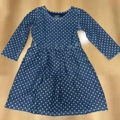 新品タグ付gapkids水玉模様の長袖デニムストレッチワンピース130140