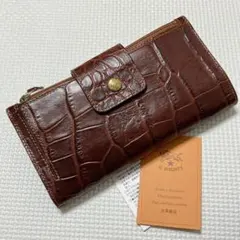 未使用IL BISONTE イルビゾンテ　レザー長財布　クロコ型押し　濃茶