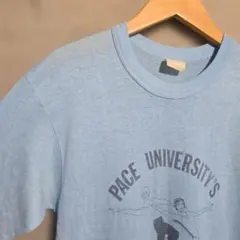 USA製 カレッジロゴTシャツ M 水色 シングルステッチ 80s 90s 古着のサムネイル