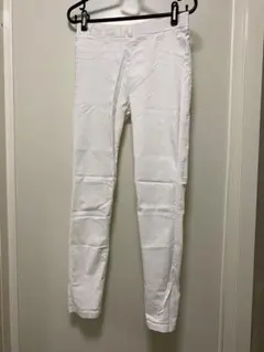ノーブランド レギンスパンツ ストレッチ 白 スキニーパンツ ウエストゴム