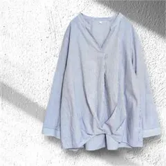 【美品】 クロッシー ストライプ Vネック 【 L L】 シャツ ブラウス