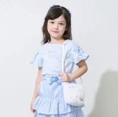 ☆美品☆メゾピアノ 肩開きリボン ロゴ半袖Tシャツ ブラック 120