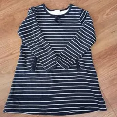 便利！裏起毛　裏シャギー 長袖ワンピース 130ボーダー