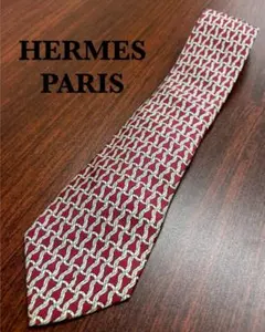 HERMES ネクタイ レッド チェーン柄 シルク - メルカリ