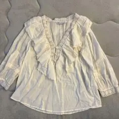 ZARA フリル付きホワイトシャツ S