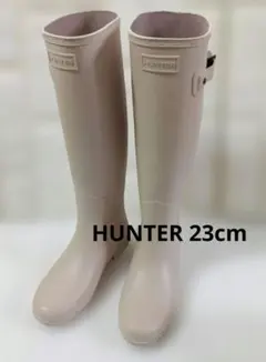 ハンター HUNTER 23cm 薄いピンク　バックル付きロングブーツ美品