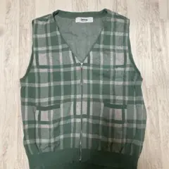 Orians チェック柄 ジップアップベスト