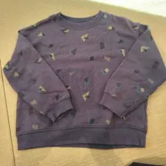 110 幾何学模様 ネイビー 紫 トレーナー 裏毛