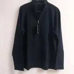 ブラック ハーフジップ トップス L