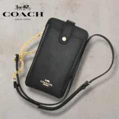 コーチ スマホショルダーバック レザー レイチェル クロスボディバッグ ブラック