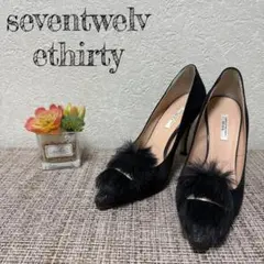 seventwelv ethirty ファー付きハイヒール ブラック
