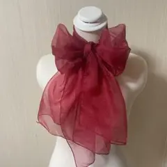 106 シフォンストール レッド ラメ入り 透け感 ロング 上品 華やか