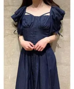 SNIDEL/スリーブデザインスクエアネックワンピース