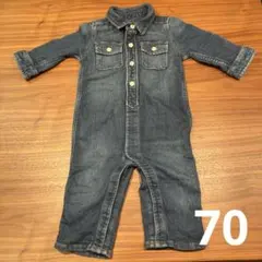 70 baby GAP デニムロンパース　長袖