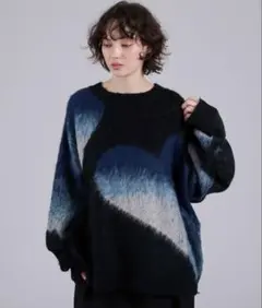 GRADATION HEART SHAGGY KNIT