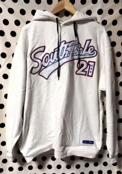 【古着】SOUTHPOLE ホワイト フード付きパーカー Lサイズ ストリート系